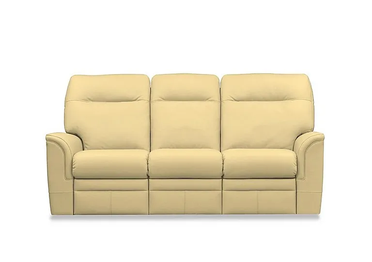 Hudson 23 Leather 3 Seater Recliner Sofa with Headrests and Power Lumbar - Como Cream