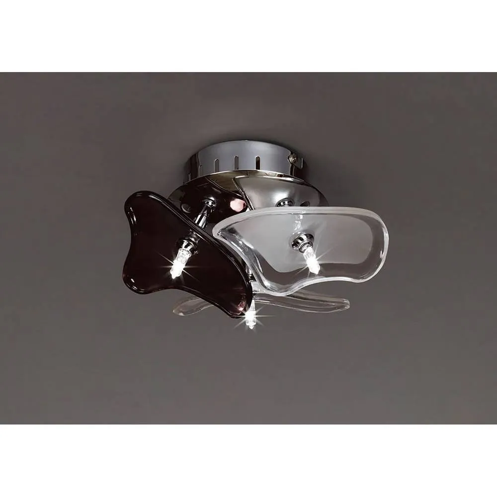 Netlighting Otto Ceiling Wall Chrome Black Glass 3 Light G4 CFL Compatible NOT LED 2