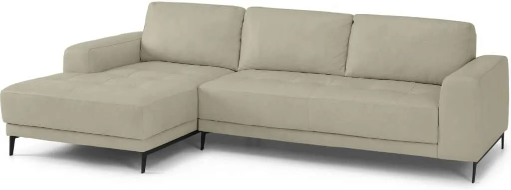 Luciano Left Hand Facing Corner Sofa, Pale Putty Leather