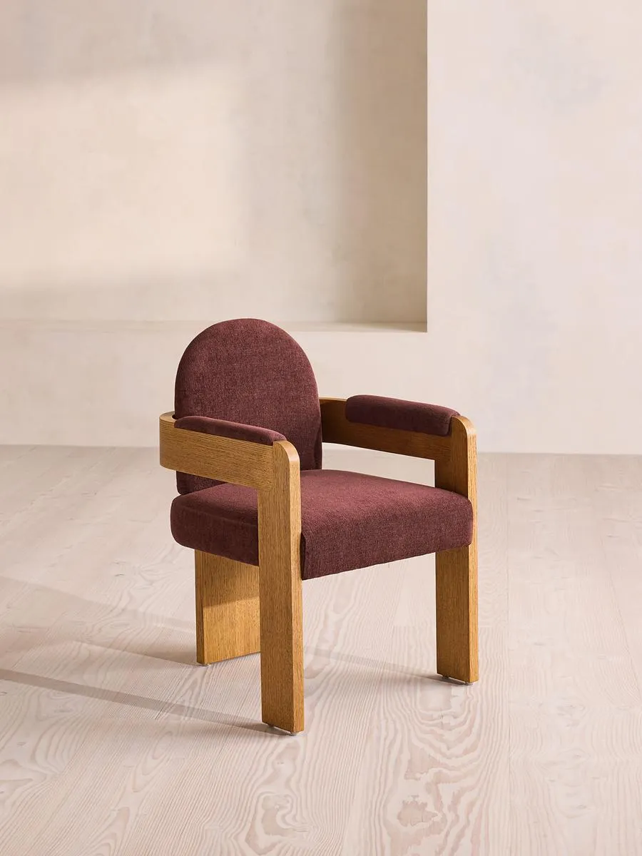 Emerson Dining Chair, Linen Chenille, Bordeaux