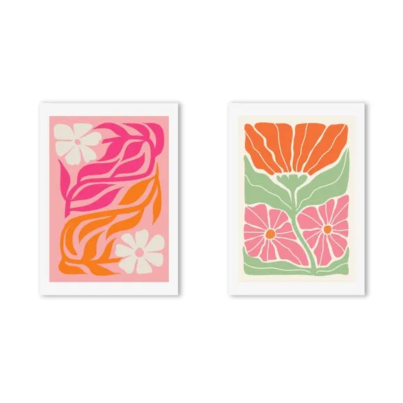 East End Prints Set of 2 Orange and Pink Botanicals by Luxe Poster Co Prints 2