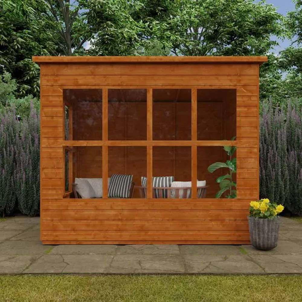 Buttercup Farm 8 x 6 Feet Penthouse 12mm Shed - Solid Wood/Softwood/Pine in Burnt Orange 2