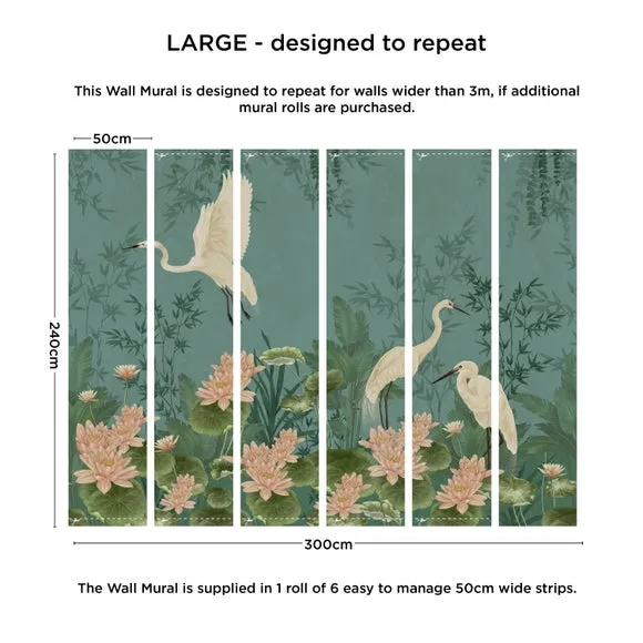Cranberry and Laine Opulent Crane Wall Mural 4