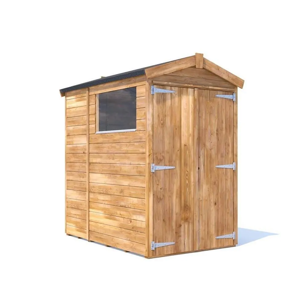 Dunster House Garden Shed 1.2 x 1.8m (4' x 6') 12mm Apex Window - Overlord Modular in Brown
