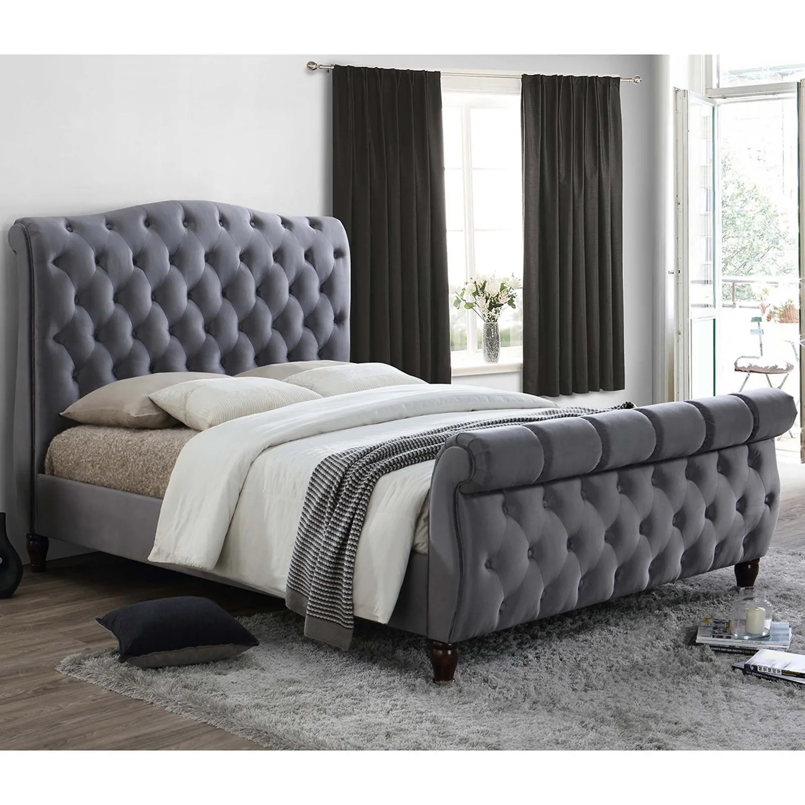 Colorado Fabric Bed Frame Grey