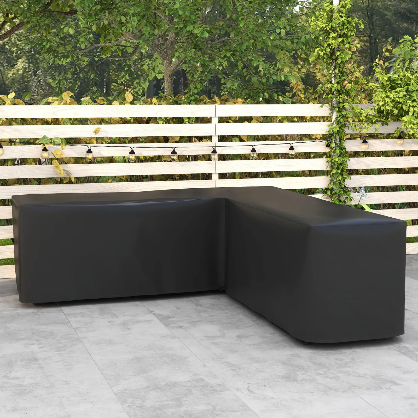 OUTSUNNY L-Shaped Garden Furniture Cover Oxford Fabric Corner Sofa Cover 250 x 250 x 79cm in Black