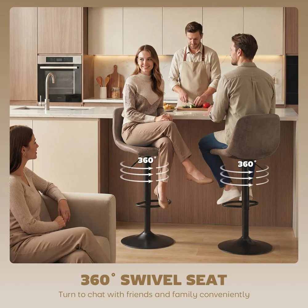 HOMCOM Bar Stools Set of 2, Modern Swivel Barstools for Dining Room in Brown 5