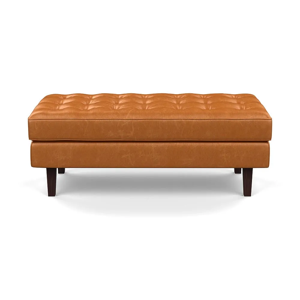 Heal's Hepburn Ottoman In Stonewash Leather Toffee 277