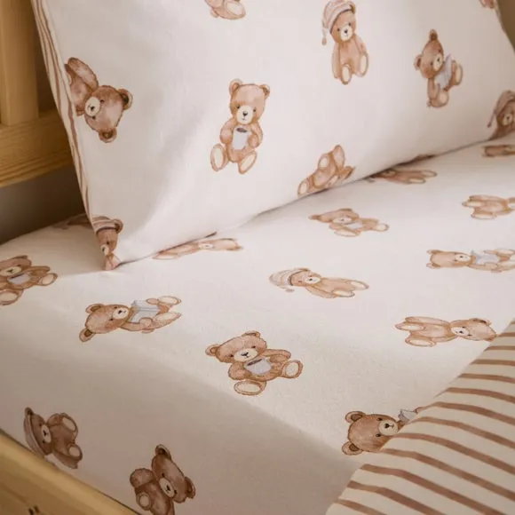 Catherine Lansfield Teddy Bear Brushed Cotton Fitted Sheet