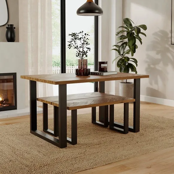 Shelton 4 Seater Dining Table with 2 Benches 2