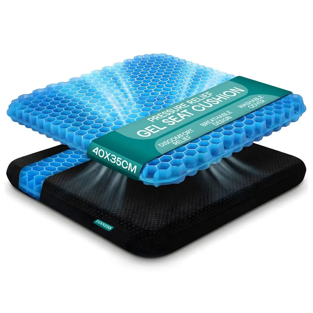 Tanness Gel Seat Cushion for Long Sitting - 40x35cm, Soft & Breathable