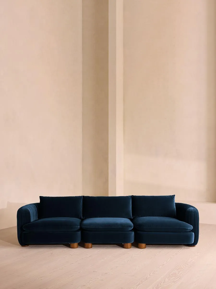 Vivienne Modular Sofa, Four Seater, Velvet, Royal Blue