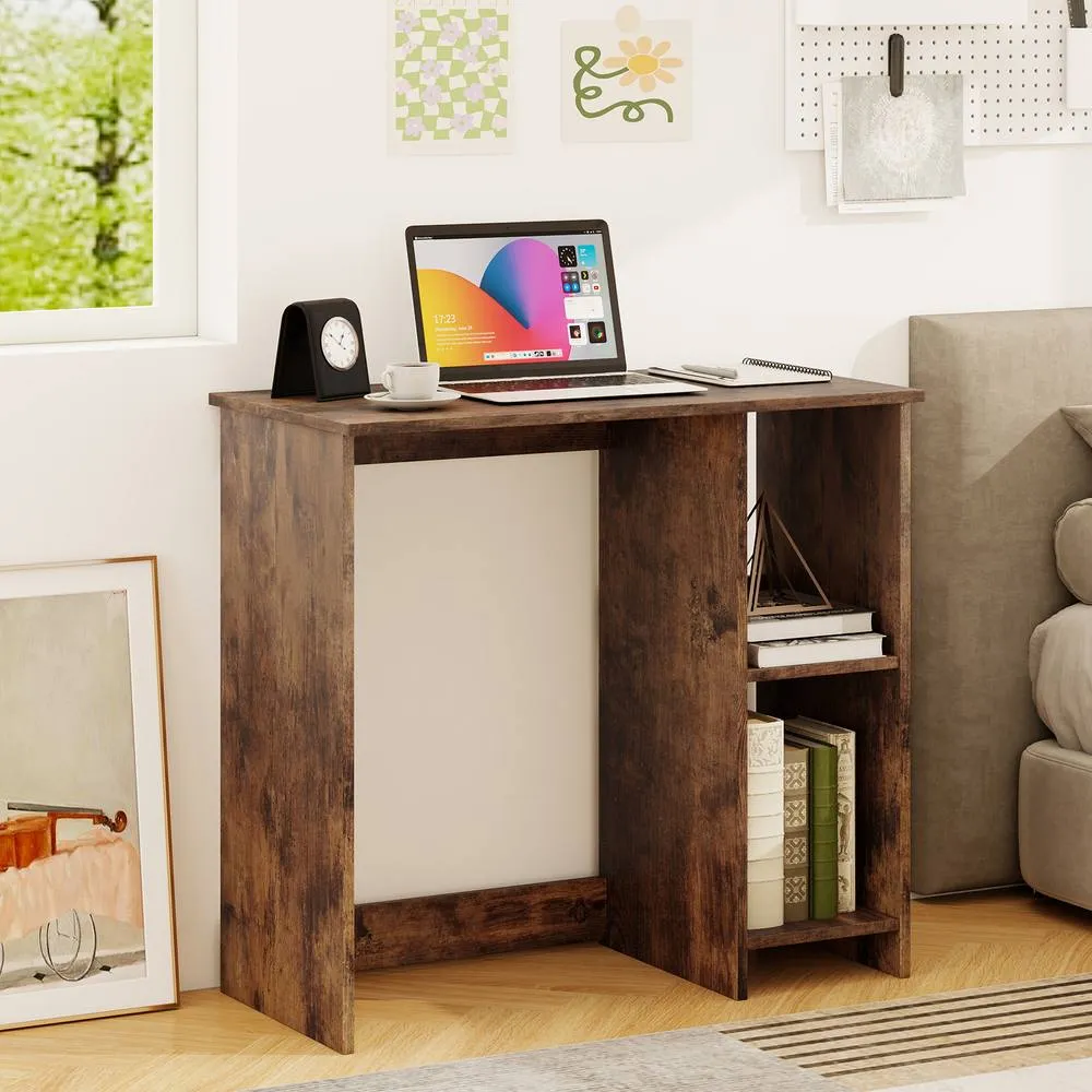 Costway Industrial Computer Desk 80 CM Home Office Desk Study Writing Desk in Brown 2