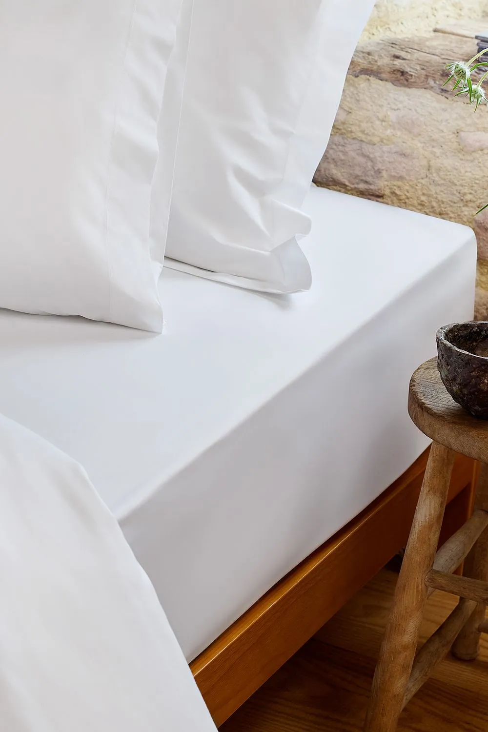 CHRISTY Pure Cotton Percale Fitted Sheets in White 1