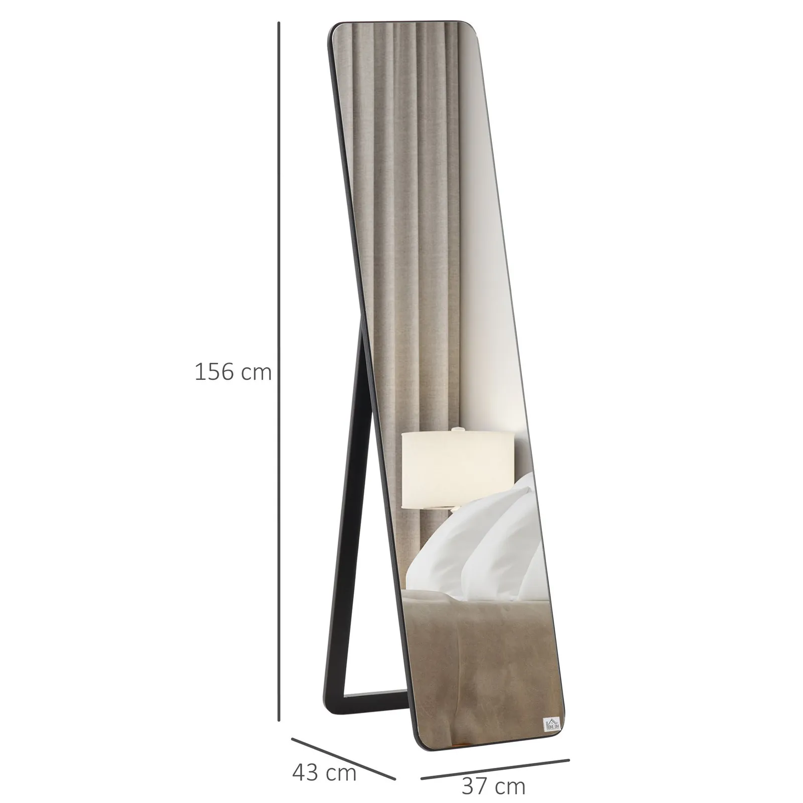 HOMCOM Full Length Mirror Free Standing or Wall Mount Dressing Bedroom Black 3