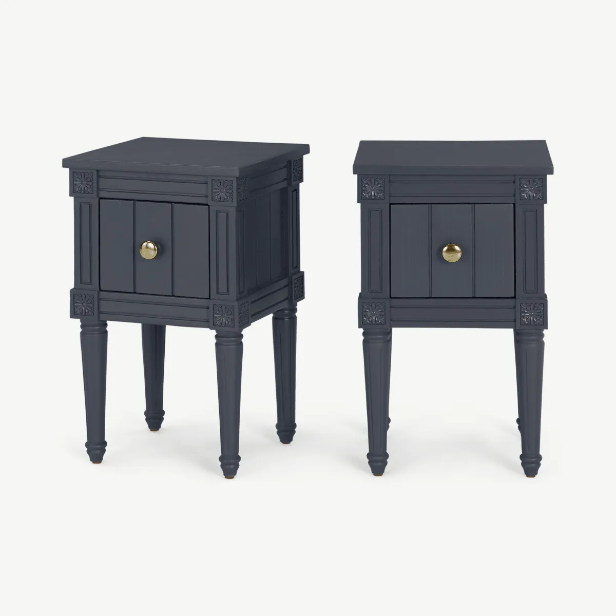 Bourbon Vintage Set of 2 Compact Bedside Tables, Slate Blue