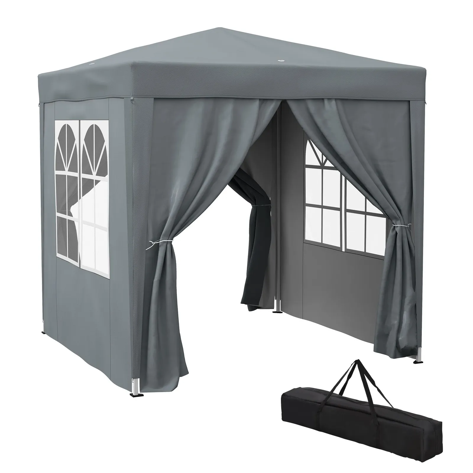 OUTSUNNY 2mx2m Pop Up Gazebo Party Tent Canopy Marquee with Storage Bag in Grey 2