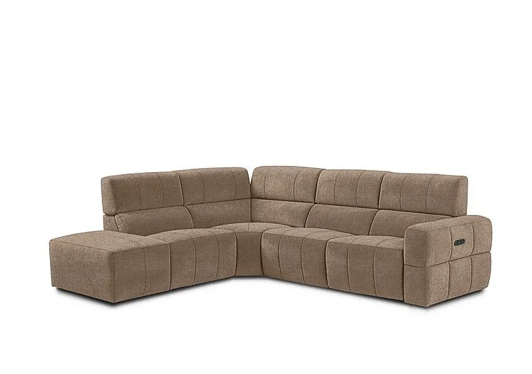 Cube Fabric Power Recliner Left Hand Facing Chaise End Sofa with Power Headrest