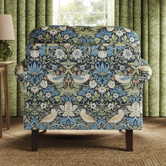 Jolene William Morris Strawberry Thief Print Velvet Snuggle Chair 3