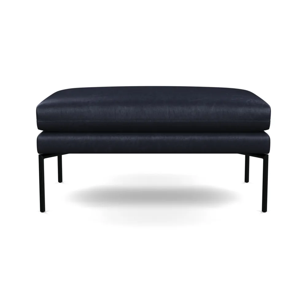 Heal's Matera Large Ottoman Leather Stonewash Black 263 Black Feet
