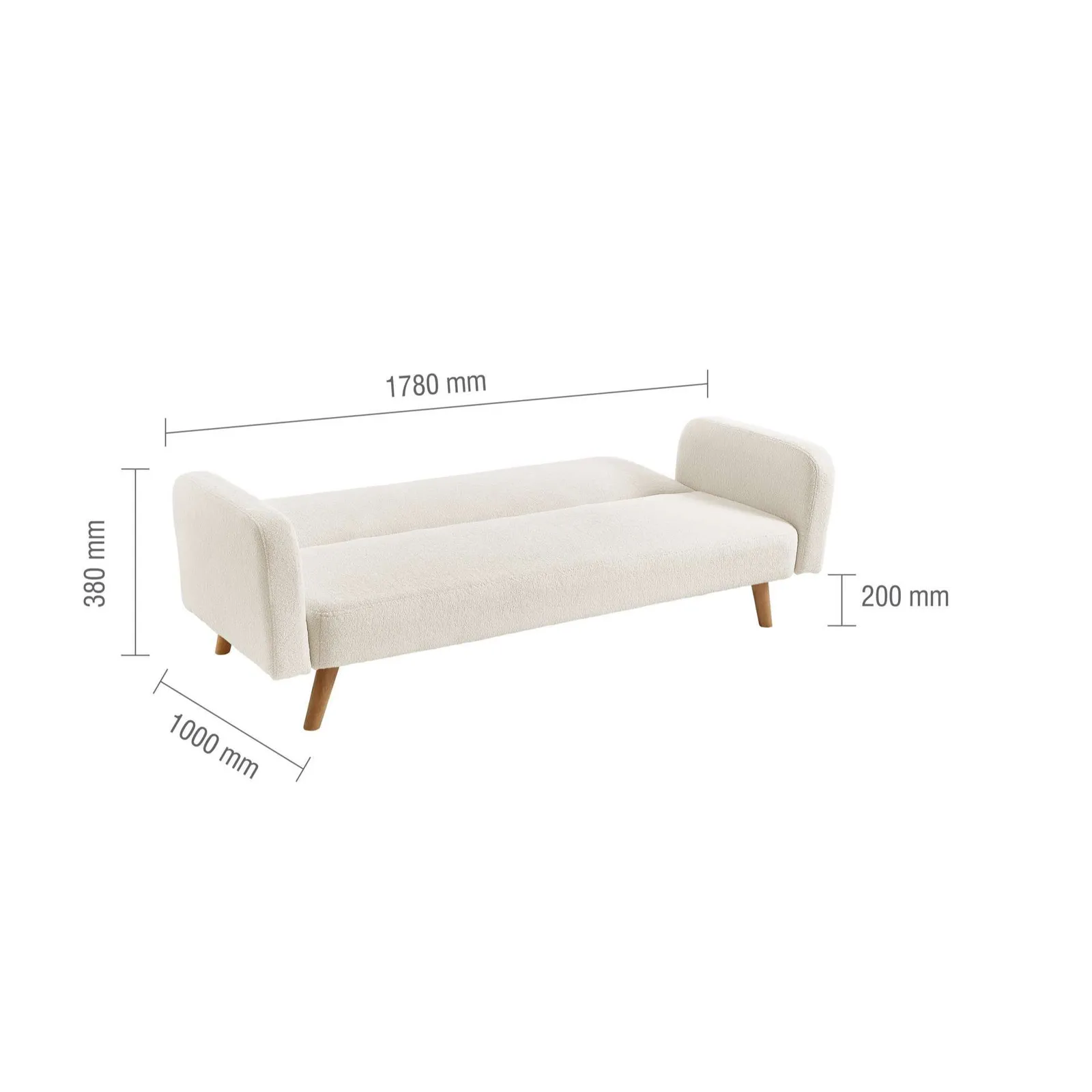 Birlea White Boucle Sofa Bed Micah 3 Seater Settee Fabric Click Clack 6