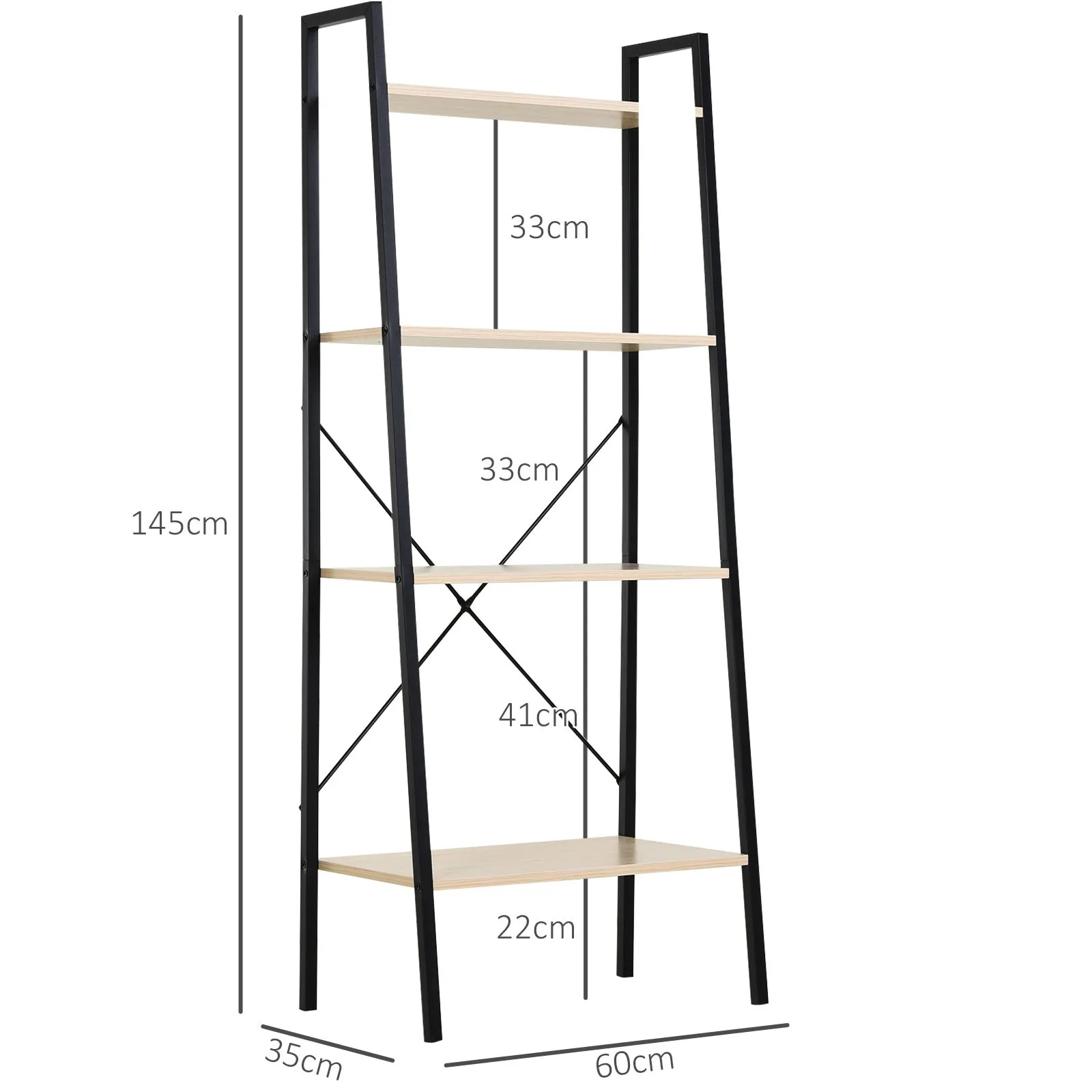 HOMCOM 4-Tier Minimalistic Ladder Shelf Unit Steel Frame Home Display Storage in Beige 3