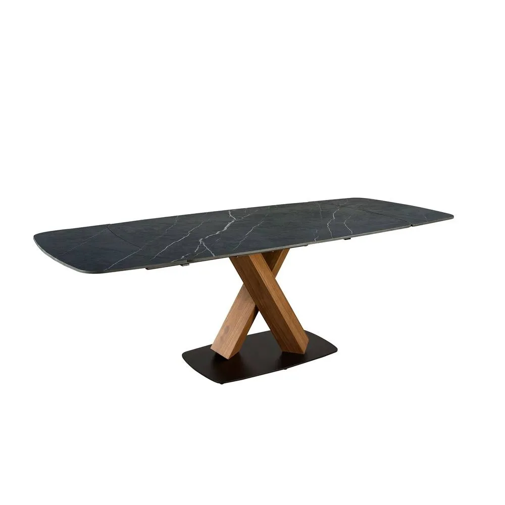 Angel Cerda Oval Extending Dining Table Black Porcelain Marble