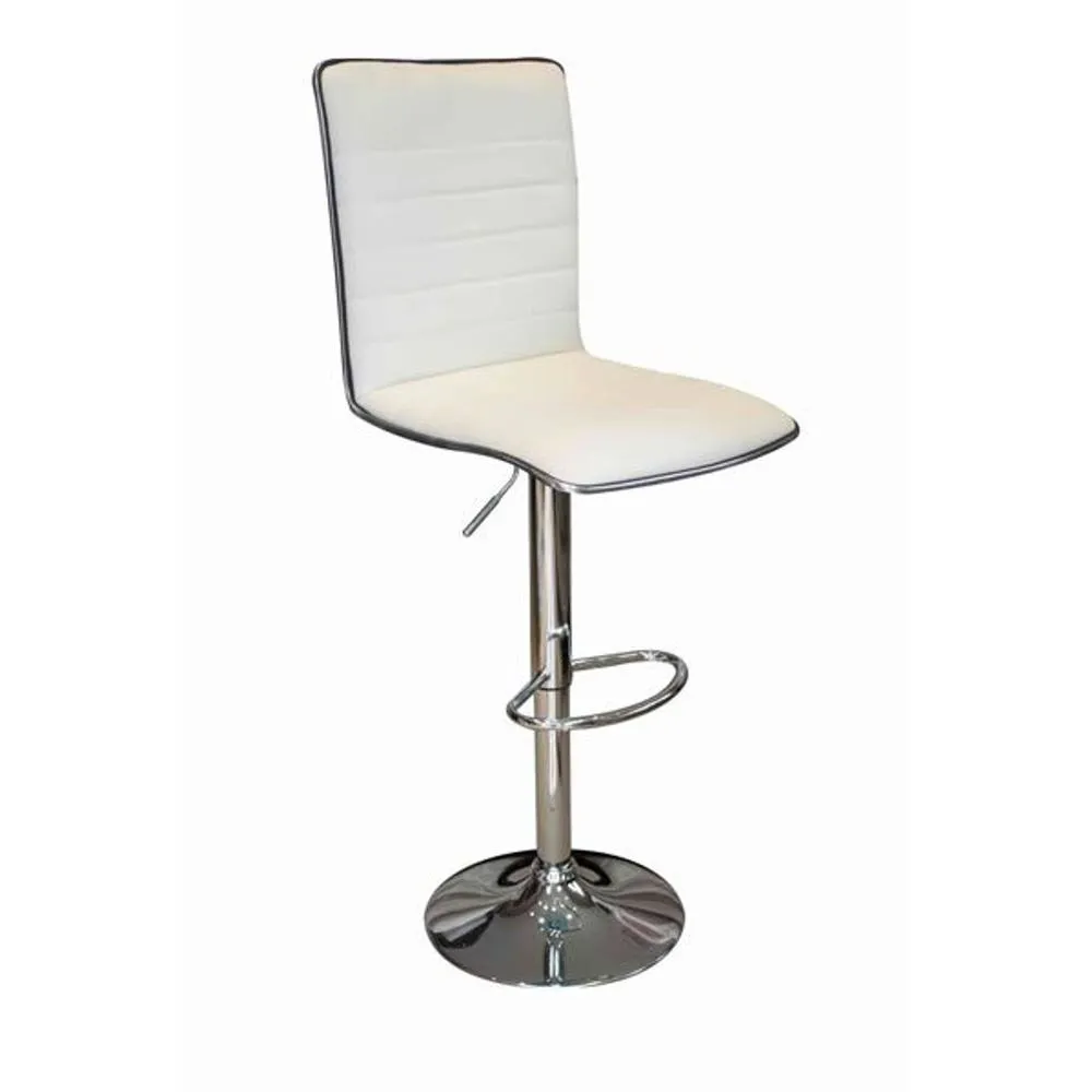 netfurniture Crispi Breakfast Bar Stool Cream Silver Trim Height Adjustable