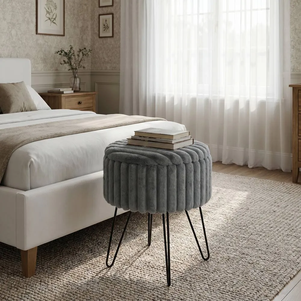 GAVENO CAVAILIA Ribbed Hairpin Storage Stool in Charcoal 3