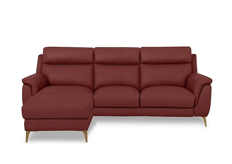 Eclipse Leather 3 Seater Left Hand Facing Chaise End Sofa - Deep Red