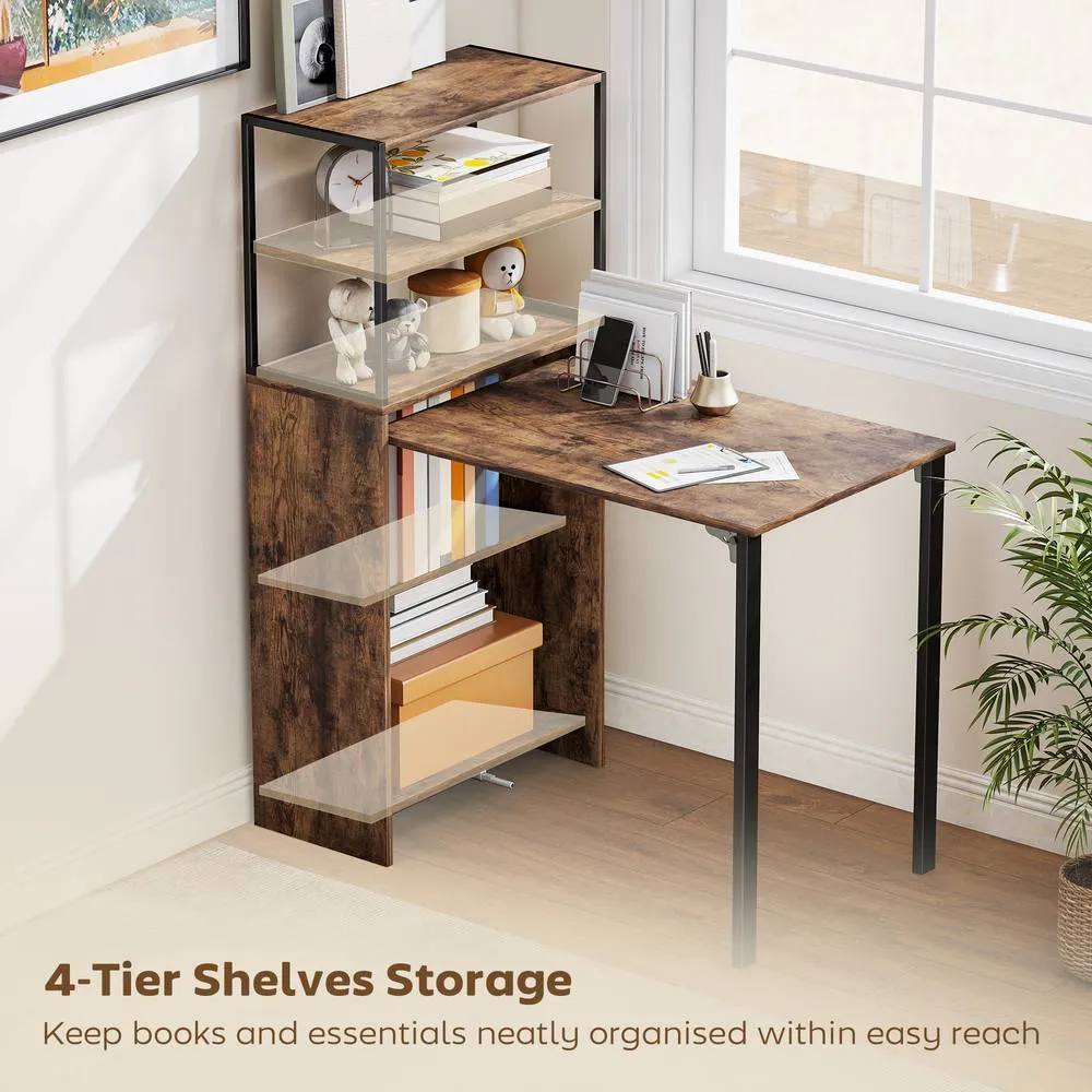 HOMCOM Foldable Computer Desk, Office Desk for Small Spaces, Rustic Brown 5