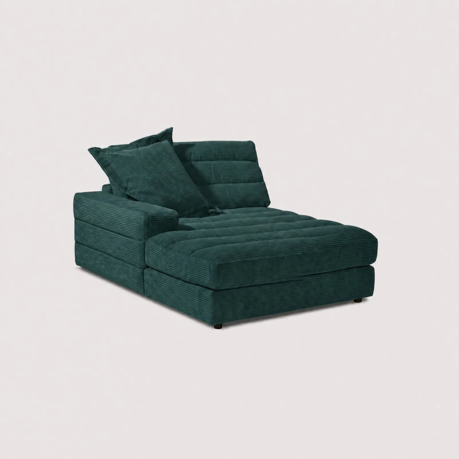 Twain Long Longchair Armrest Left Modular Sofa, Green Fabric | Barker & Stonehouse 1