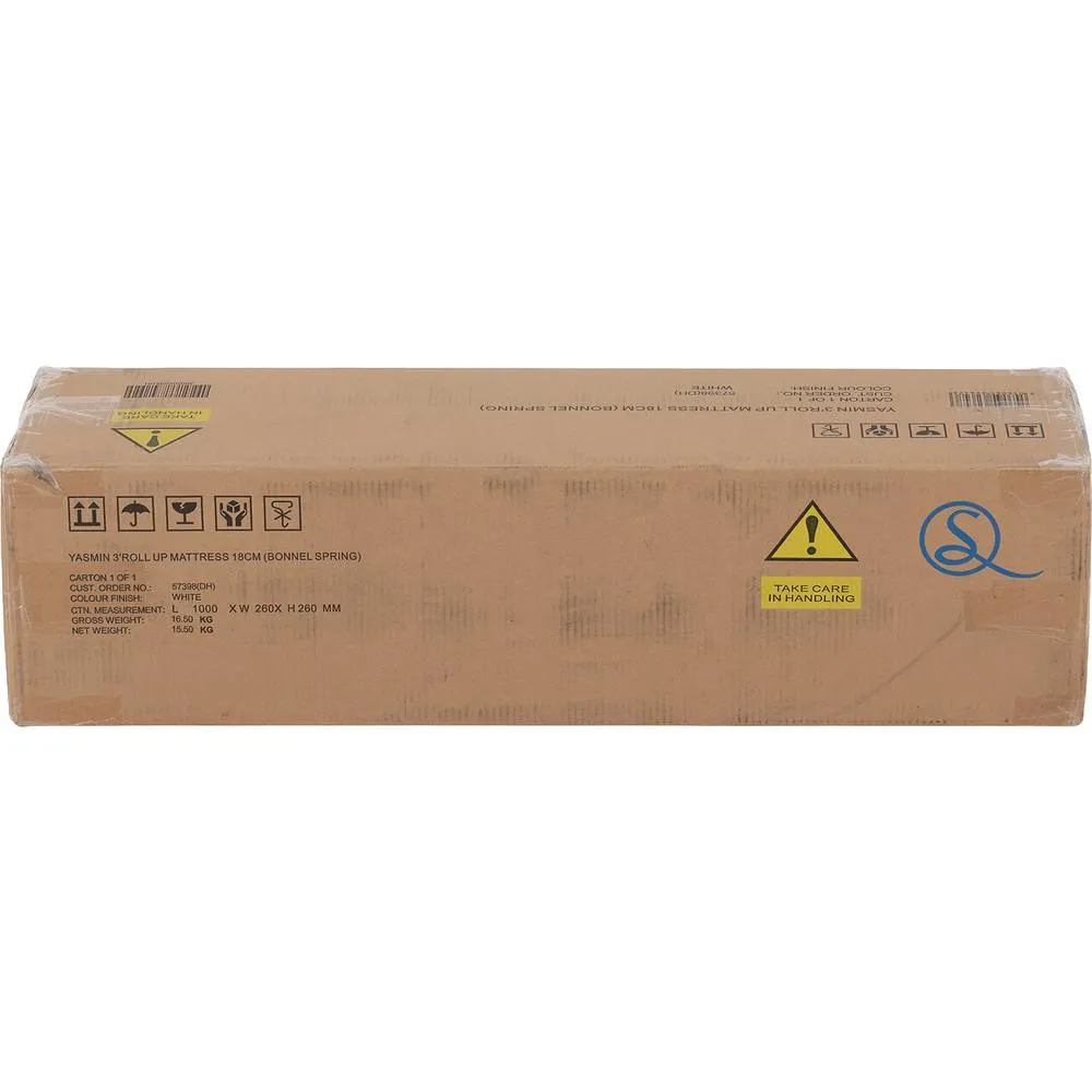 Seconique Yasmin 3' Roll-Up Mattress 18cm (Bonnel Spring) in White 3