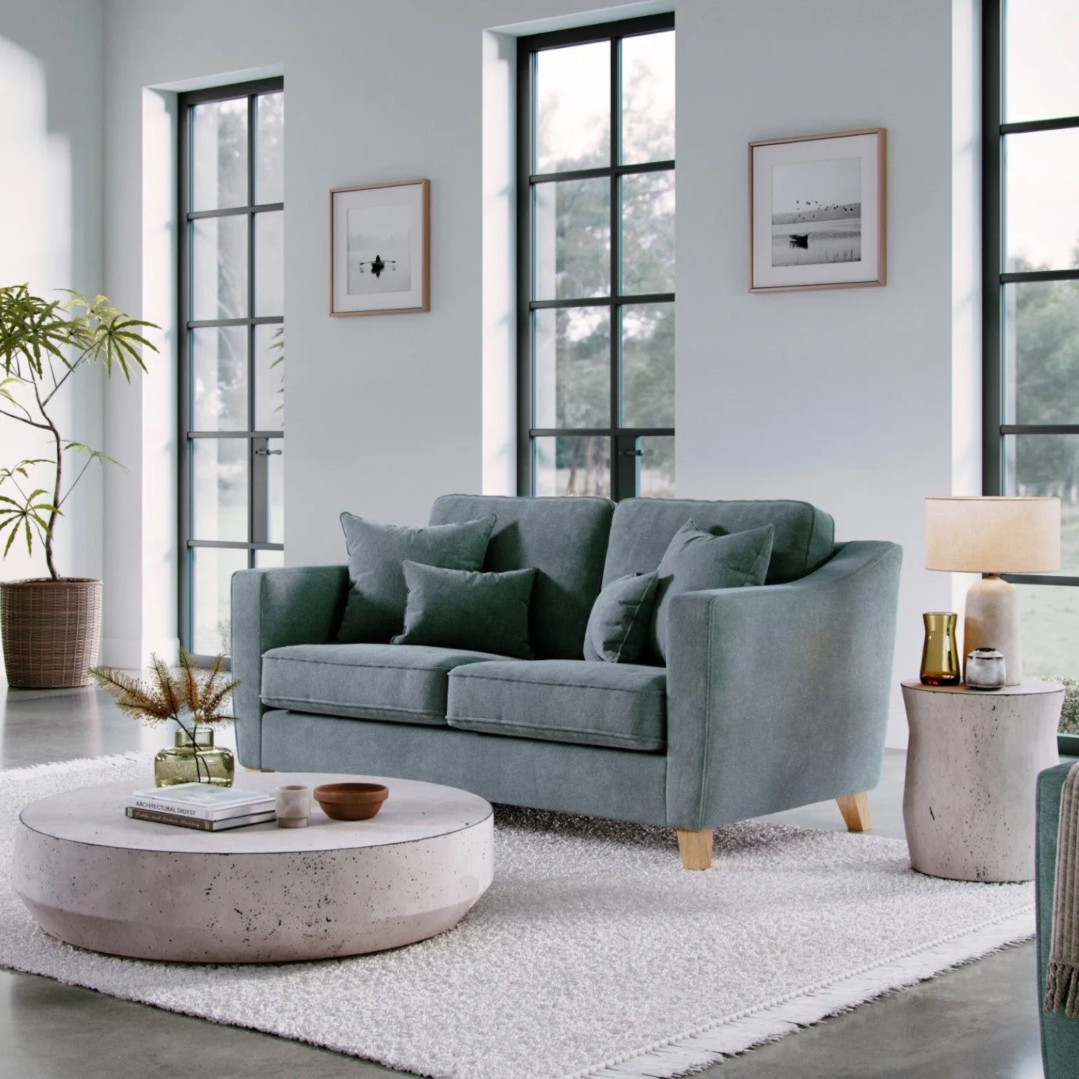 The Great Sofa Company Jackson 2 Seater Chenille Sofa in Blue 1