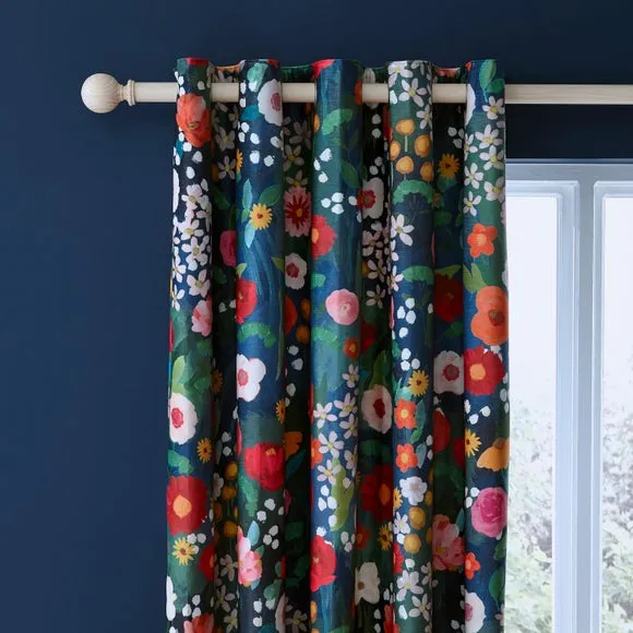 Midnight Garden Blackout Eyelet Curtains 1