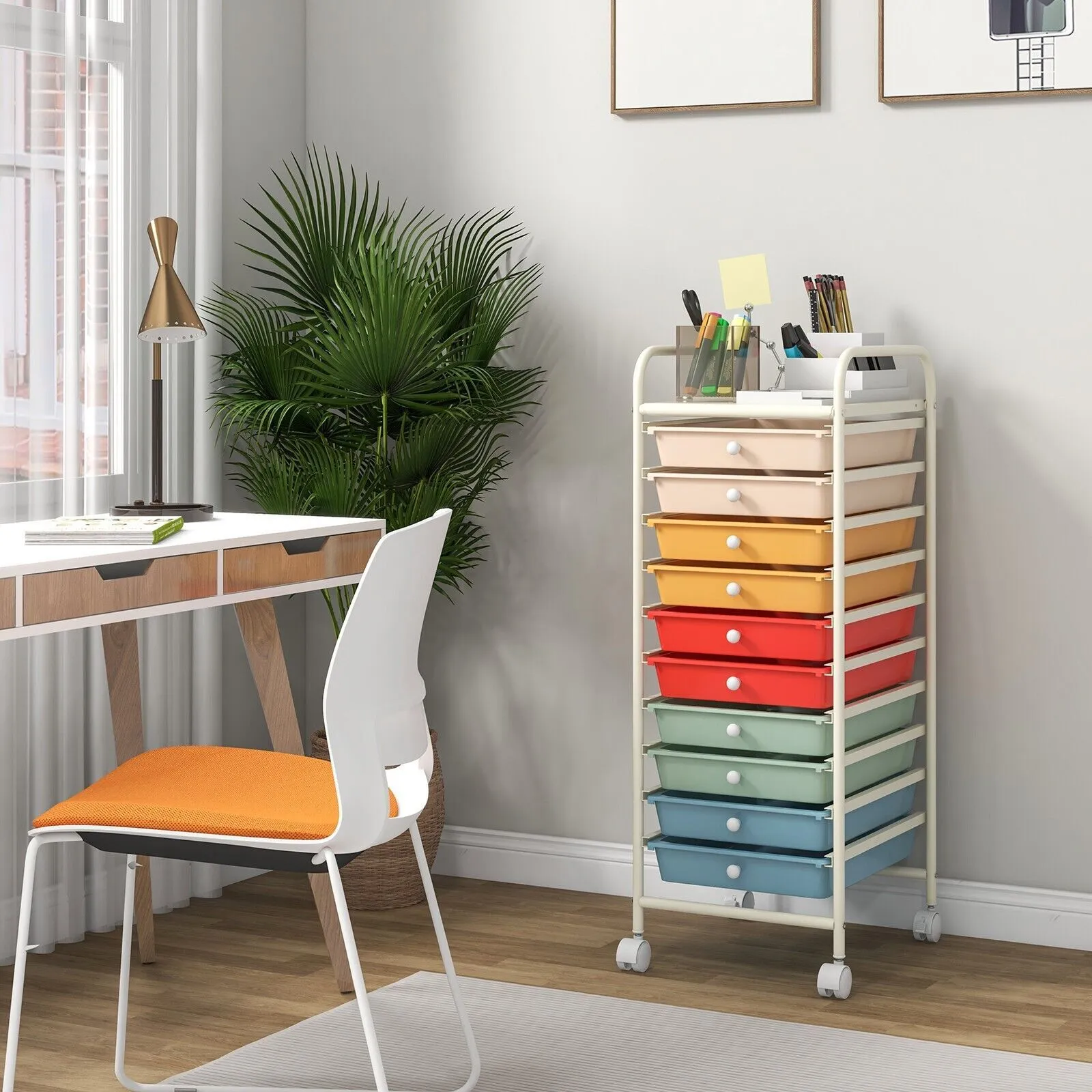 Costway 10 Drawers Storage Trolley Mobile Rolling Utility Cart 3