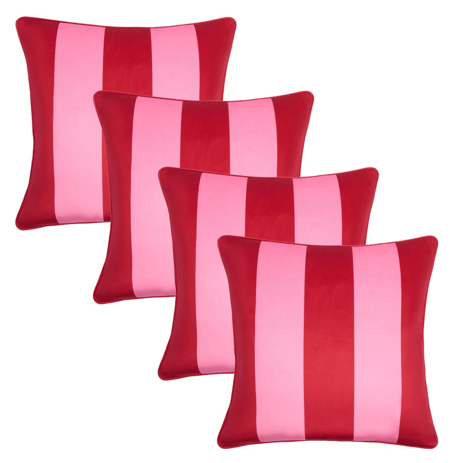 OHS 4 Pack Stripe Cushion Covers Home Decor Set in Pink