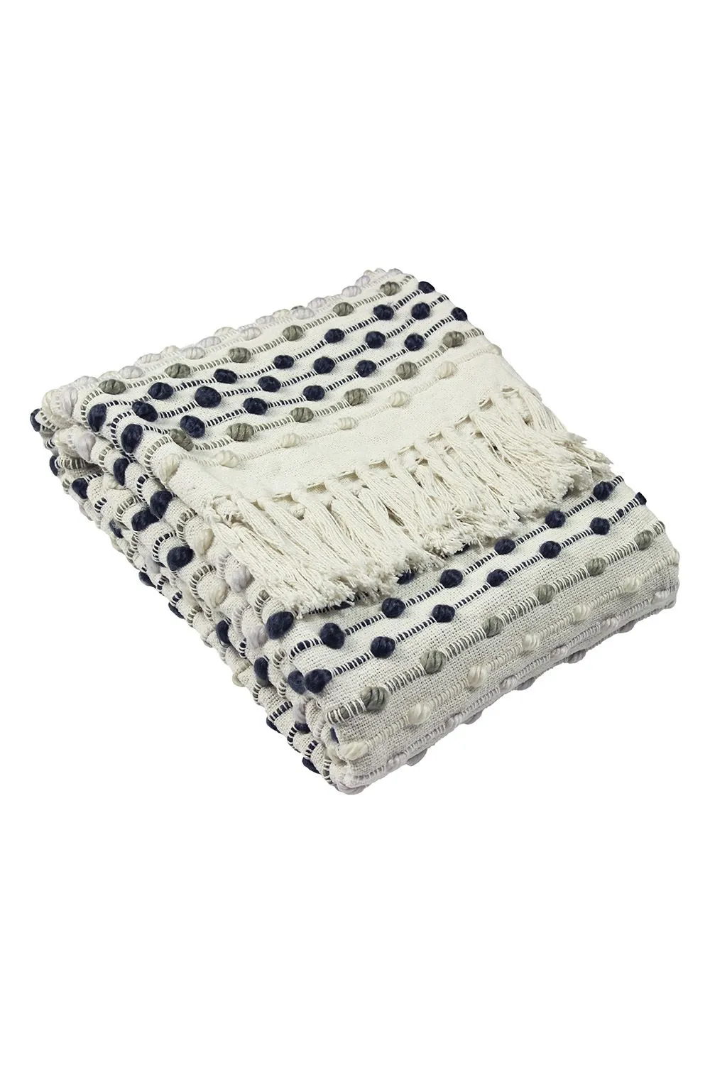 Furn Dhadit Woven Tufted Striped Throw in Grey