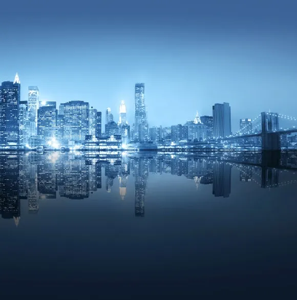 City Night Skyline Blue Wall Mural 2