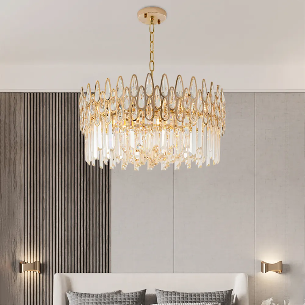 Ketose Modern Gold 9-Light Crystal Chandelier with Adjustable Chain