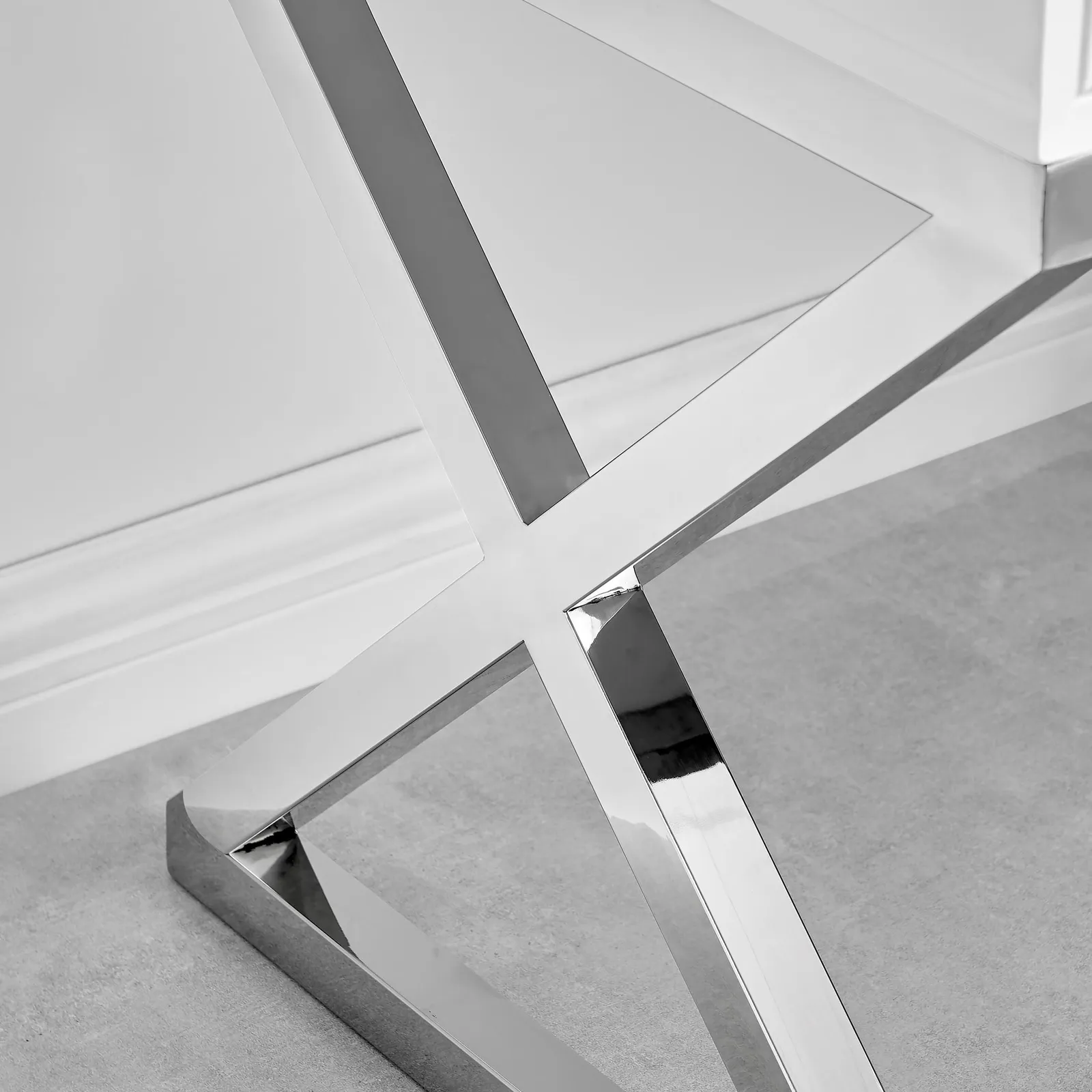 FurnitureboxUK Oxford White High Gloss Contemporary Bedside Table With Single Drawer & Silver Chrome Legs 5