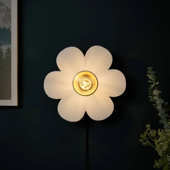 Flower Fabric Plug In Wall Light 2
