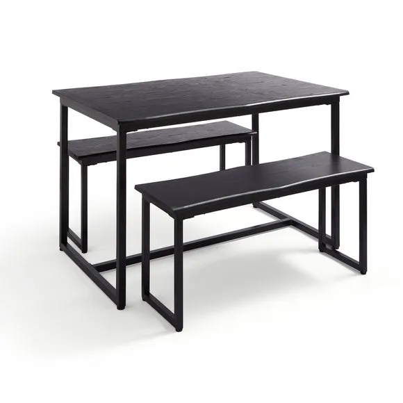 Ronan 4 Seater Wave Edge Dining Table and Bench Set 6