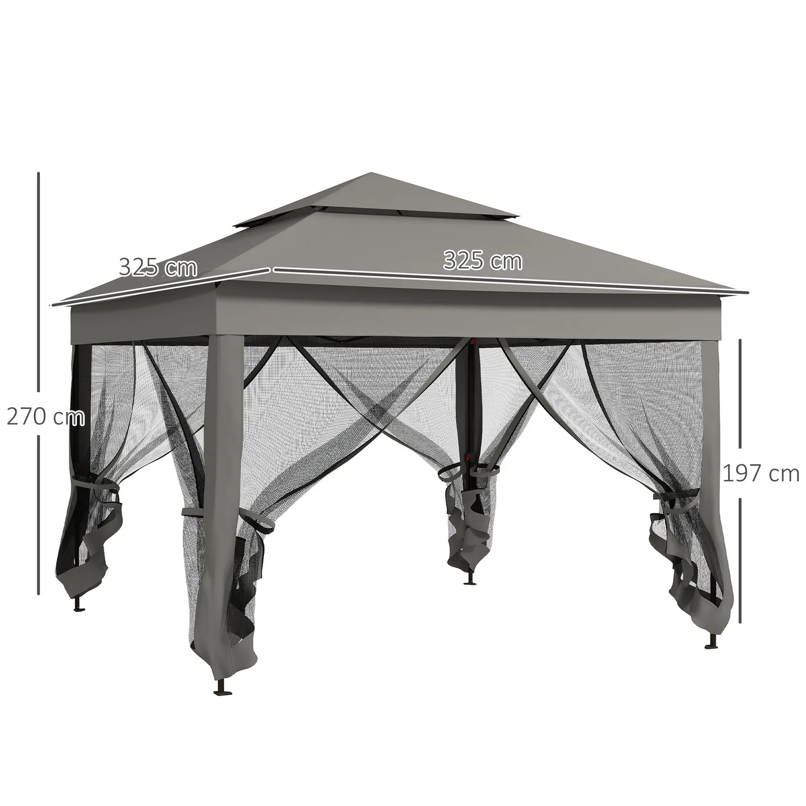 OUTSUNNY Garden Folding Tent Heavy Duty Pop Up Gazebo for Party in Dark Grey 3