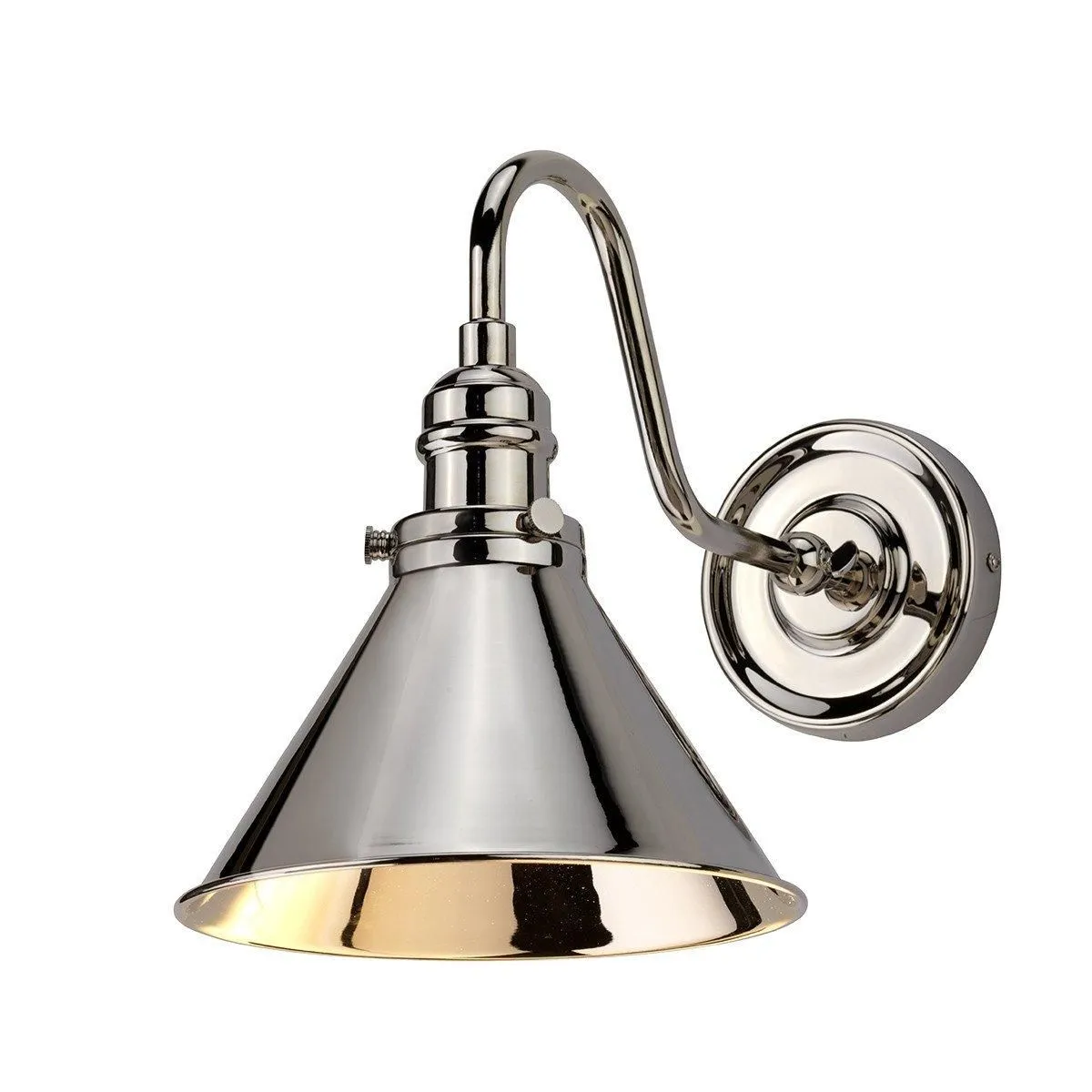 Netlighting Provence 1 Light Indoor Dome Wall Light Polished Nickel E27 in Grey