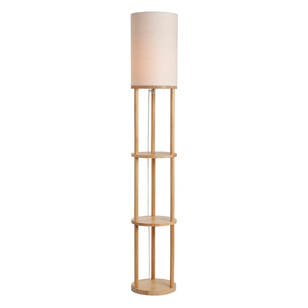 Shelby Floor Lamp with Shelves, Oak