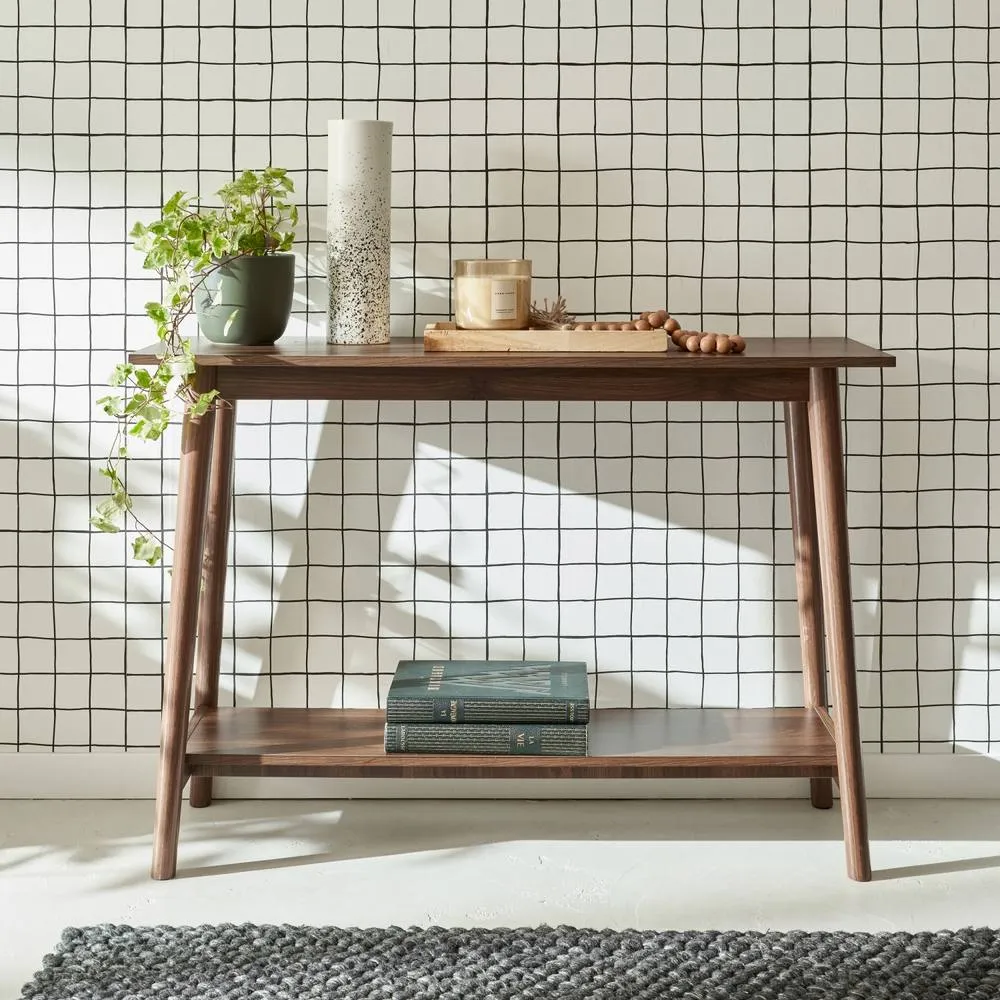 sweeek 110cm Console Table With Walnut Wood Effect in Dark Brown 4