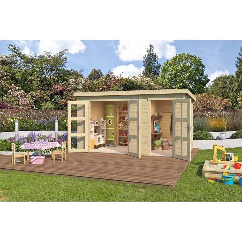 Lasita Maja Ltd Zambezi XL-Log Cabin, Garden Room, Home Office - L400xW259.7xH210.9 cm in Light Tan