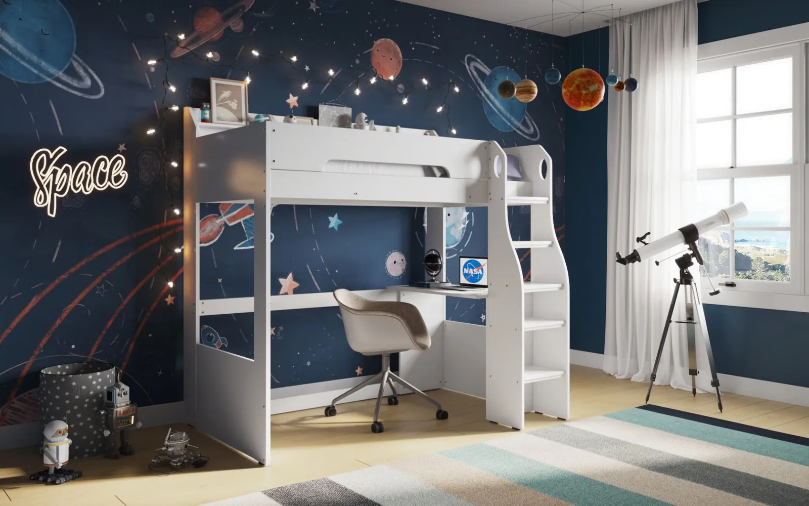 Flair Cosmic High Sleeper Bed in White 5