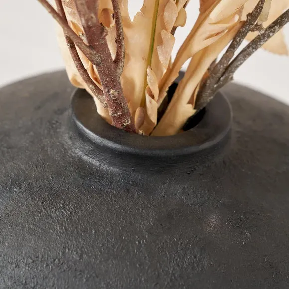Black Fibrestone Round Decorative Vase 2